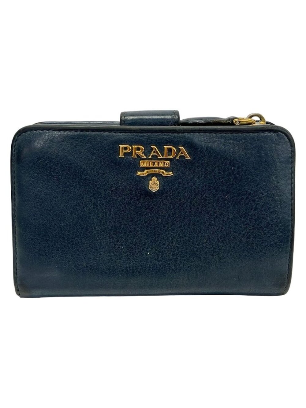 Prada Bifold Wallet Navy Leather